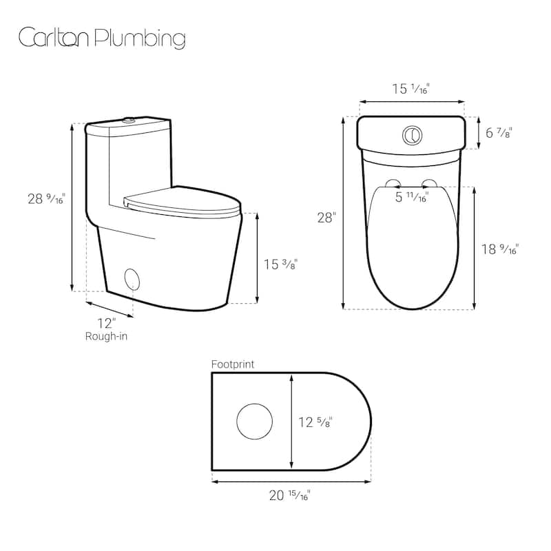 Verona One-Piece Elongated Toilet Dual-Flush 1.1/1.6 Gpf - 27.95" x 15.15" 28.35"