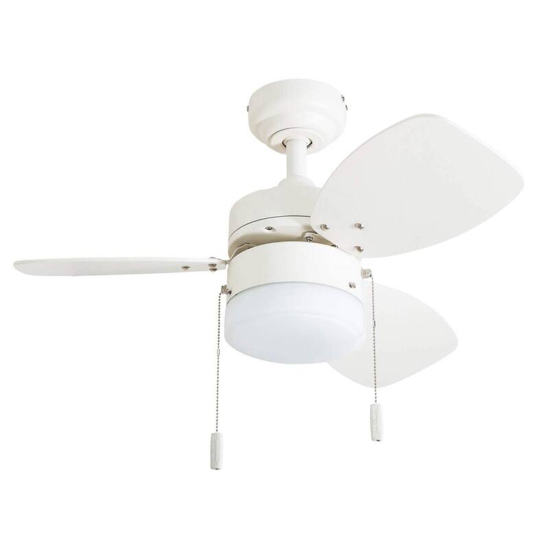 30" Honeywell Ocean Breeze White Modern Indoor LED Ceiling Fan with Light, Pull Chain