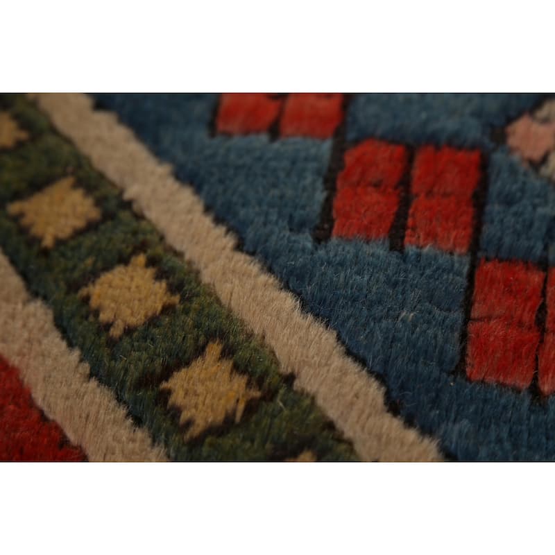 Blue Geometric Anatolian Turkish Area Rug Handmade Wool Carpet - 8'2"x 12'3"
