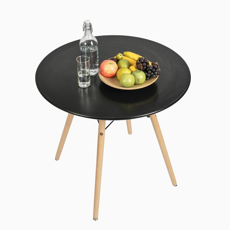 HomyLin 31.5" Round Dining Table Mid-Century Modern Coffee Table - Black