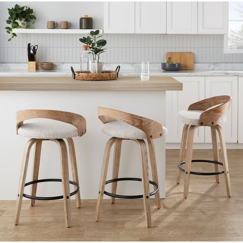 Carson Carrington Stavanger 26" Fixed-Height Counter Stool with Bent Wood Legs & Round Footrest (Set of 2)