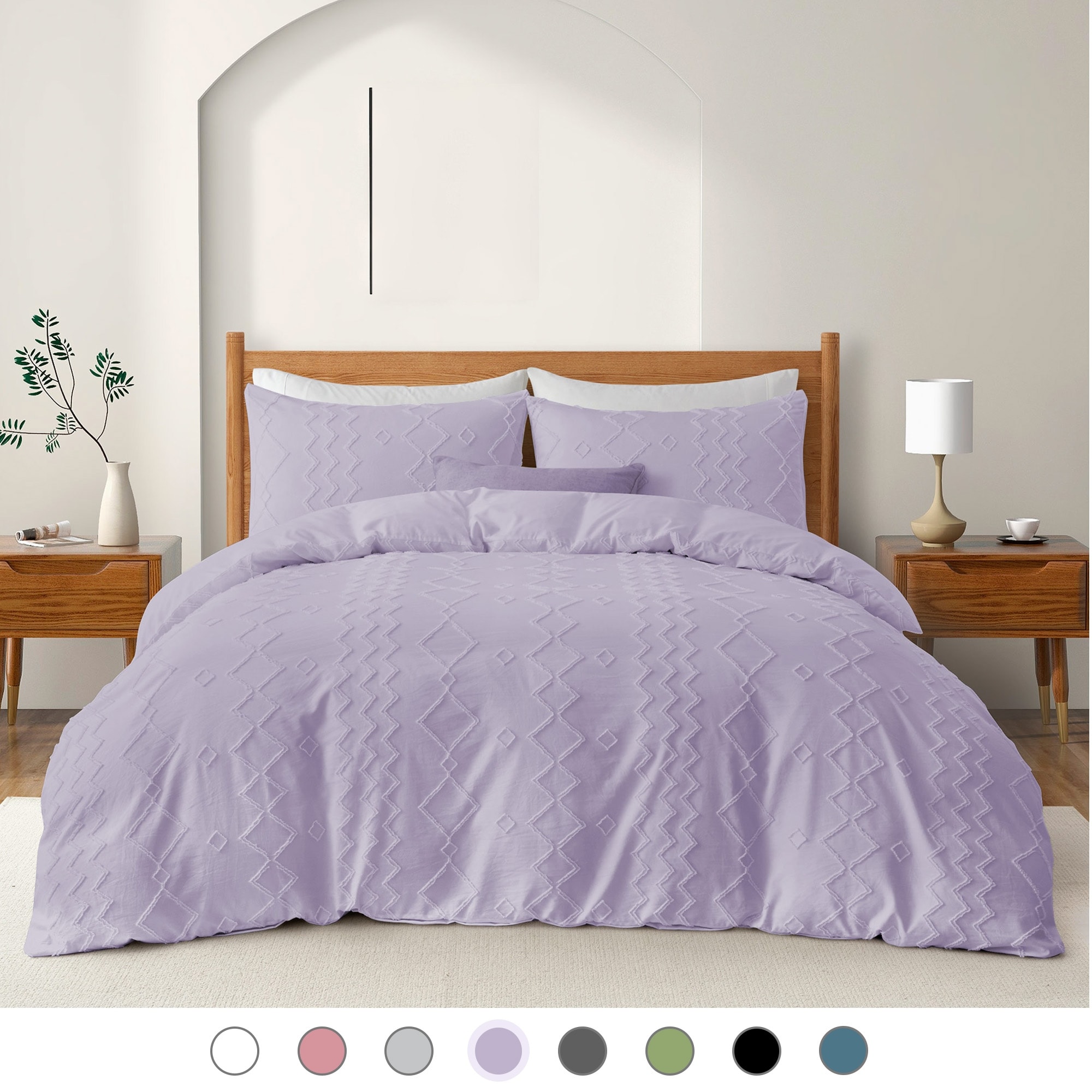Tufted Clipped Jacquard Geometric Oversized Duvet Cover & - Picture 40 of 127