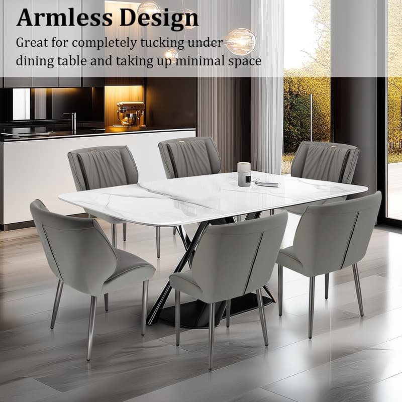 2PCS Upholstered Dining Chairs Kitchen Island Counter Side Chair Curvature Seat