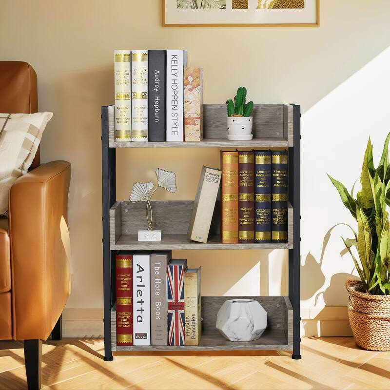 VECELO 30" Open Bookcase 3 Tier No Guardrail Shelf Unit for Books Storage Cabinet for Living Room/Kitchen/Bedroom (1 or 2 PCS)
