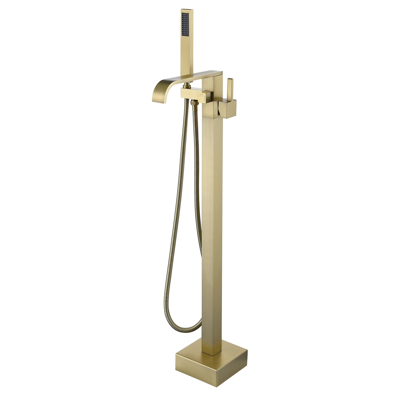 34.6"H Solid Brass Freestanding Waterfall Tub Filler with Handheld Shower
