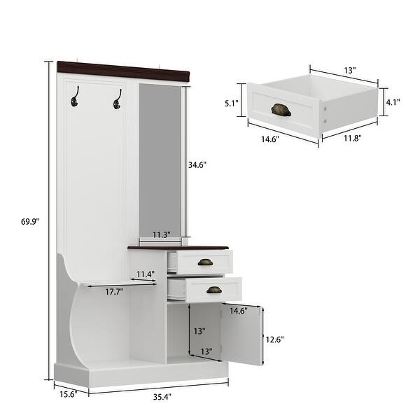 Entryway Storage Unit w/Bench and Reflective Glass Hall Tree Clsoet ...