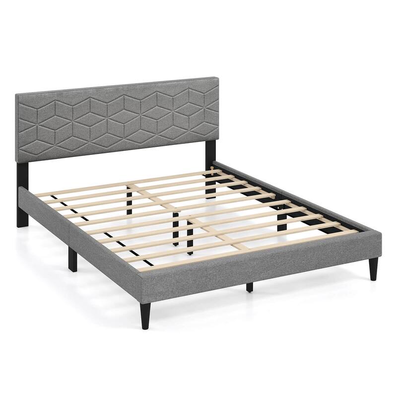 Costway Twin/Full/Queen Size Bed Frame with Linen Fabric Upholstered