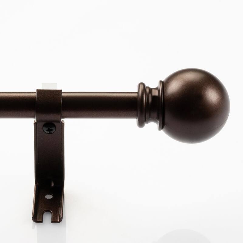 Deco Window 2 Pack Single Curtain Rod with Ball Round Finials & Brackets Set - 44" to 84", 5/8 Inch Diameter, Brown Oil Rubbed