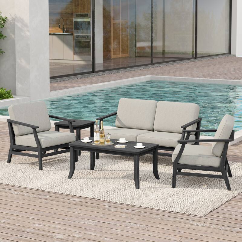 Large Outdoor Conversation Set with Patio Chairs, Loveseat, Tables
