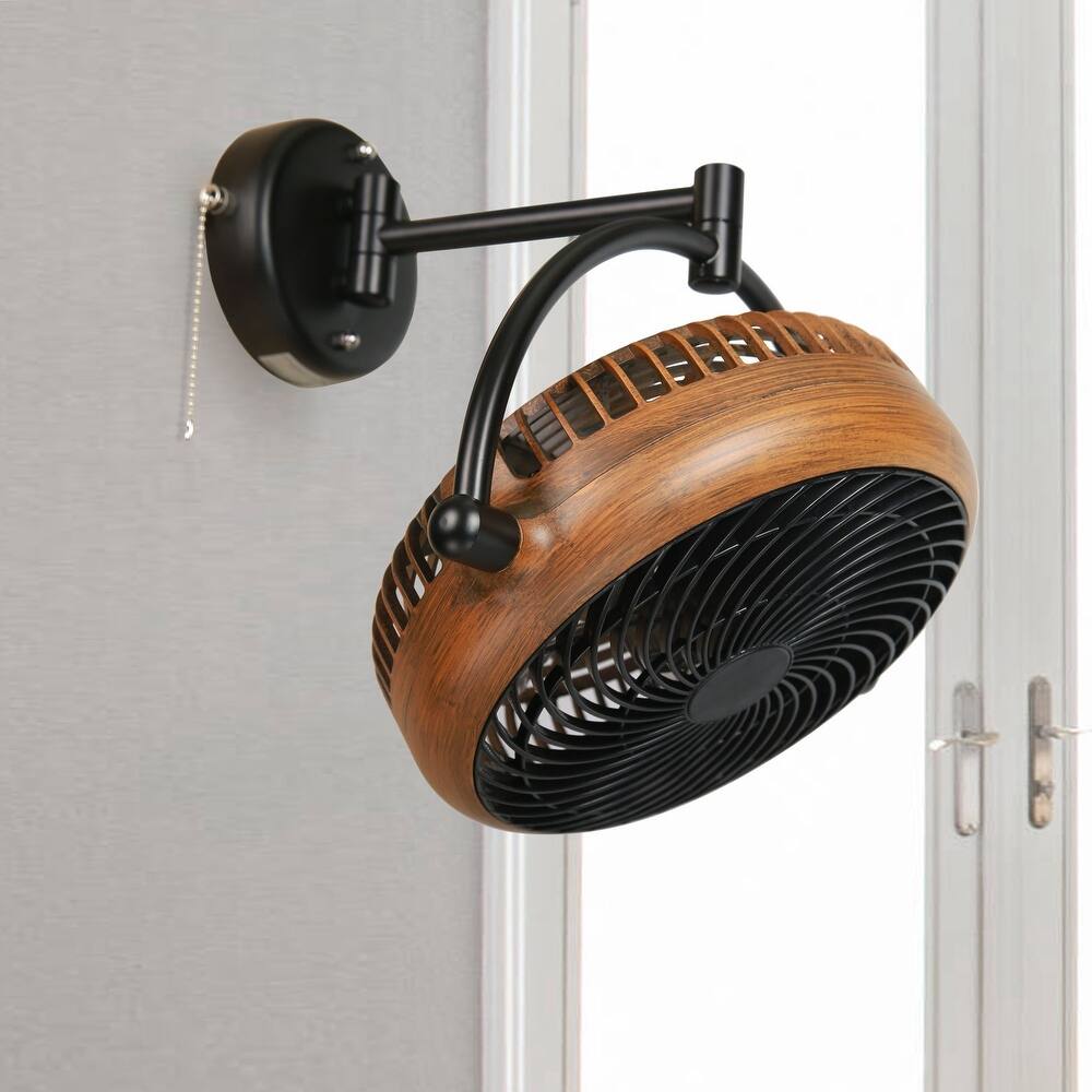 10-inch Industrial Walnut Indoor Wall Mount Fans with Plug in Cord