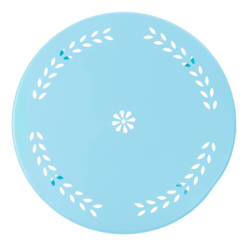 Roomfitters 3-Piece Outdoor Bistro Set Metal Patio Dining Furniture with Round Table and 2 Chairs, Light Blue