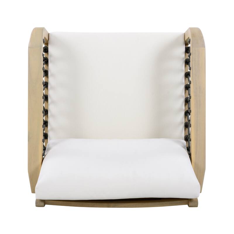 Christopher Knight Home - Outdoor Patio 28.94" Acacia Wood Club Chair with Handwoven Rope Panels and Cushions