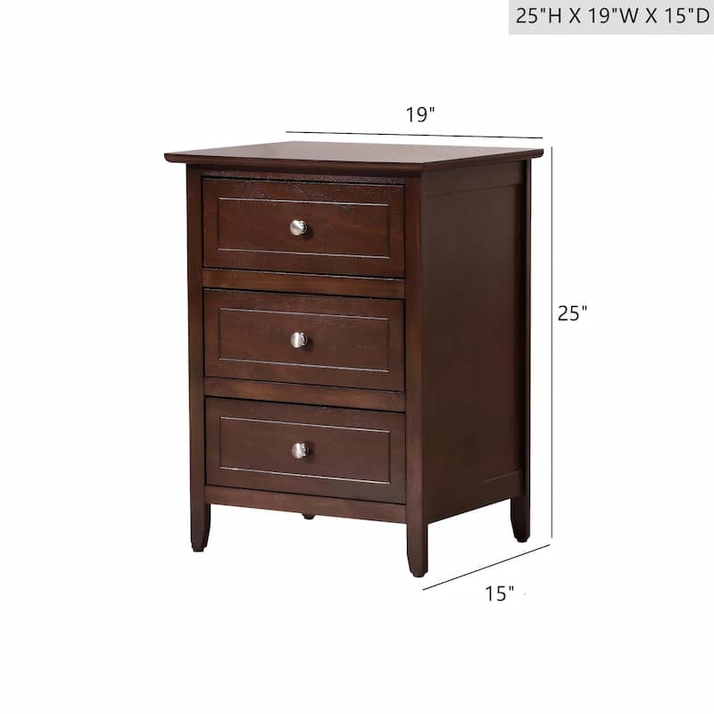 Charming Cappuccino 3-Drawer Nightstand, Versatile End Table Storage Cabinet for Bedroom, Living Room, or Office