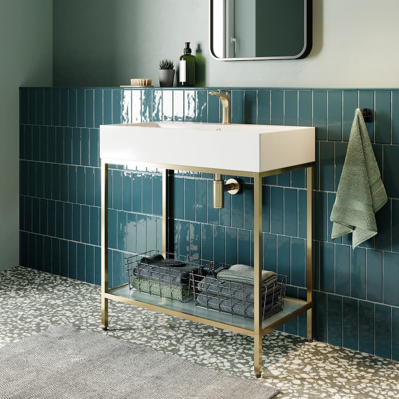 Pierre Metal Freestanding Single Sink Bathroom Vanity