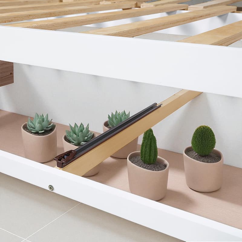 Extendable Wooden Daybed with Trundle and Storage Drawers, Twin to King Size, Sofa Bed with Slats