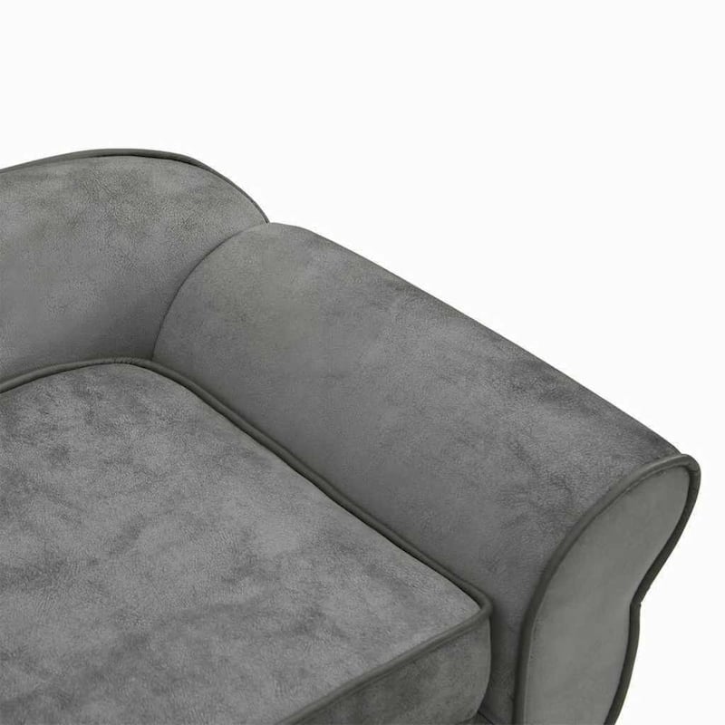vidaXL Dog Sofa Dark Grey Plush (80% polyester, 20% cotton), solid fir wood - 28.3"x17.7"x11.8"