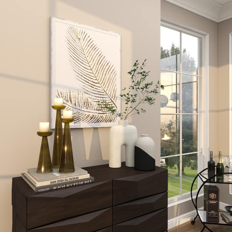 Metal Leaf Relief Palm Home Wall Decor with Gold Detailing - Gold - Roche River Decor