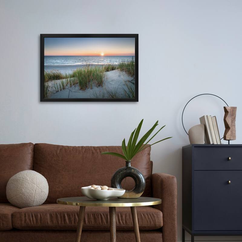 Sunset On The Dune Beach Premium Framed Poster by Jan Becke