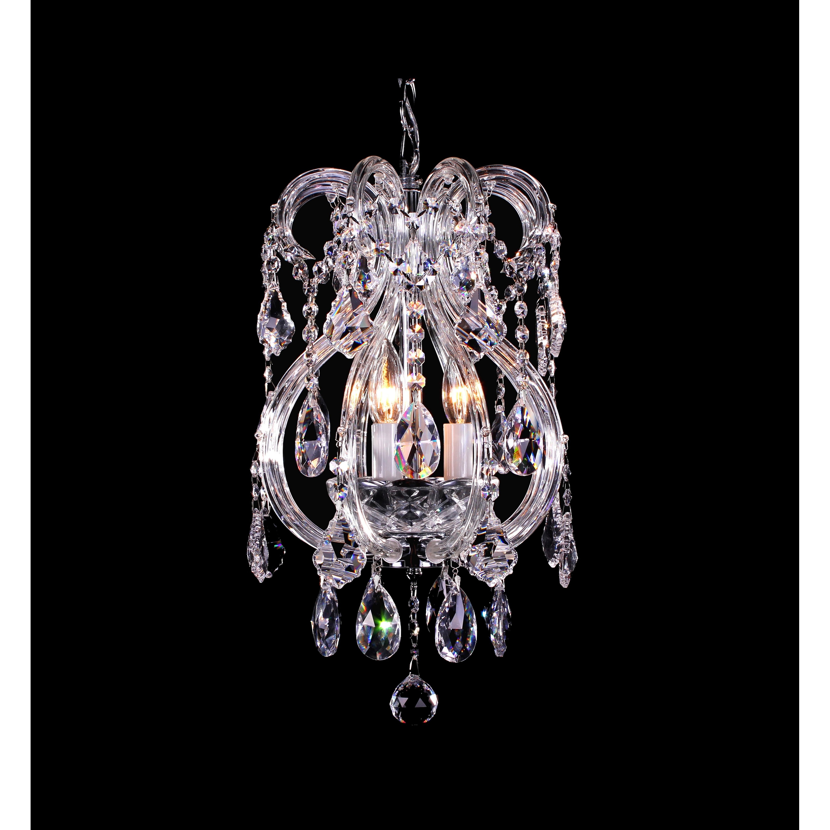 Transitional 3-Light Chrome Chandelier With Clear Crystals