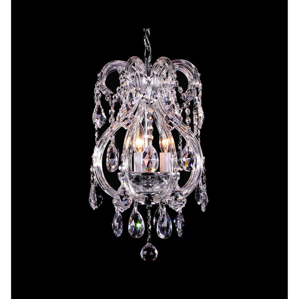 3-Light Chrome Chandelier With Clear Crystals