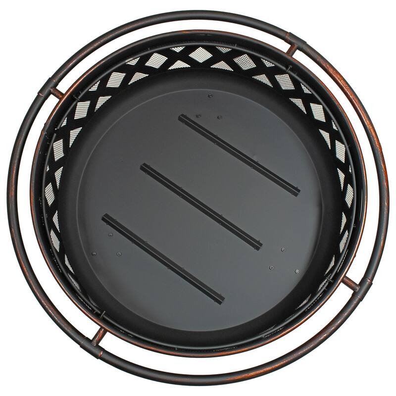 30" Fire Pit Steel with Bronze FInish Crossweave with Spark Screen