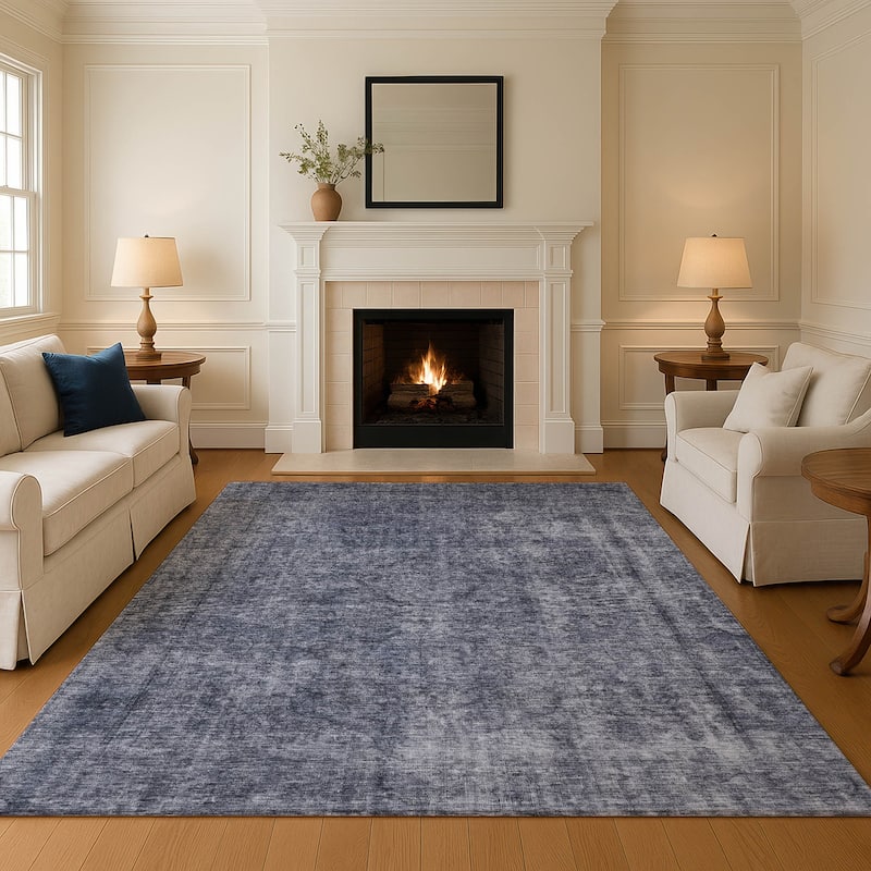 Premium Washable Super Soft Vintage Traditional Mayfield Rug - Blue - 8' x 10'