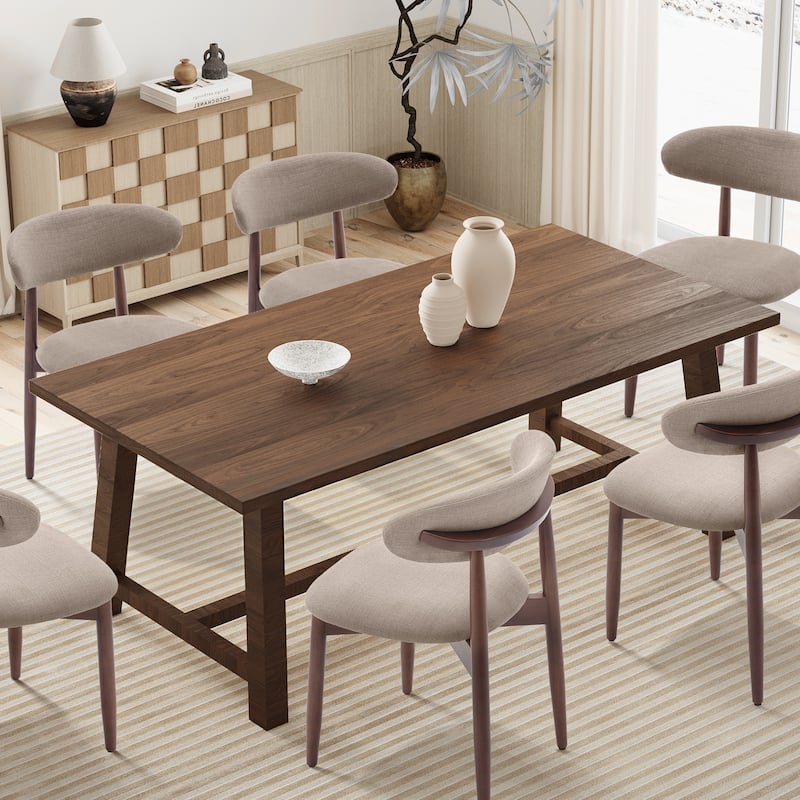 Modern Fabric Upholstered Kitchen Side Chairs, Farmhouse Dining Room Chair with Foot Pegs