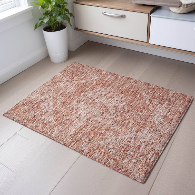 Premium Washable Super Soft Vintage Traditional Mayfield Rug - Coral - 1'8" x 2'6"