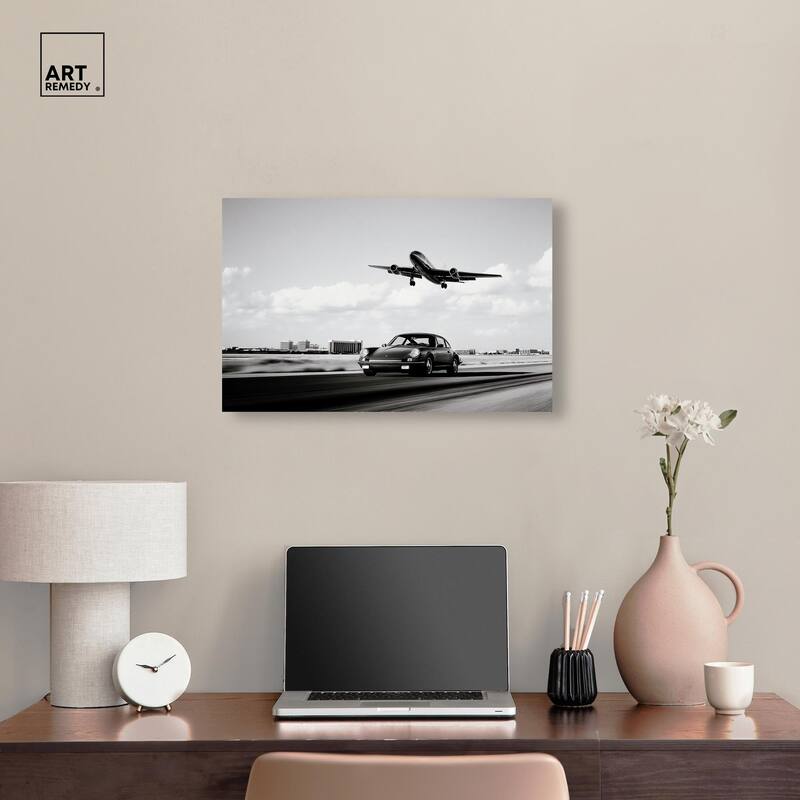 Sports Car Takeoff Canvas by Art Remedy, Gallery Wrapped