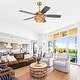 preview thumbnail 5 of 18, 52" Farmhouse Natural Rope Reversible 5-Blade Gold Ceiling Fan with Remote