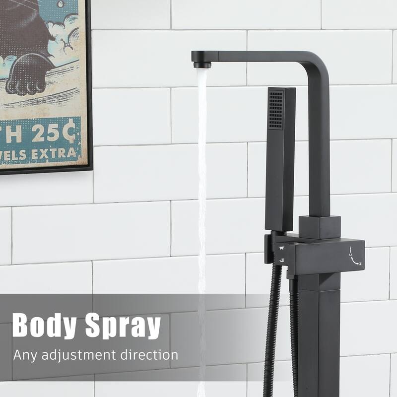 Freestanding Bathtub Faucet, Floor Mount Bathtub Filler with Handheld Shower