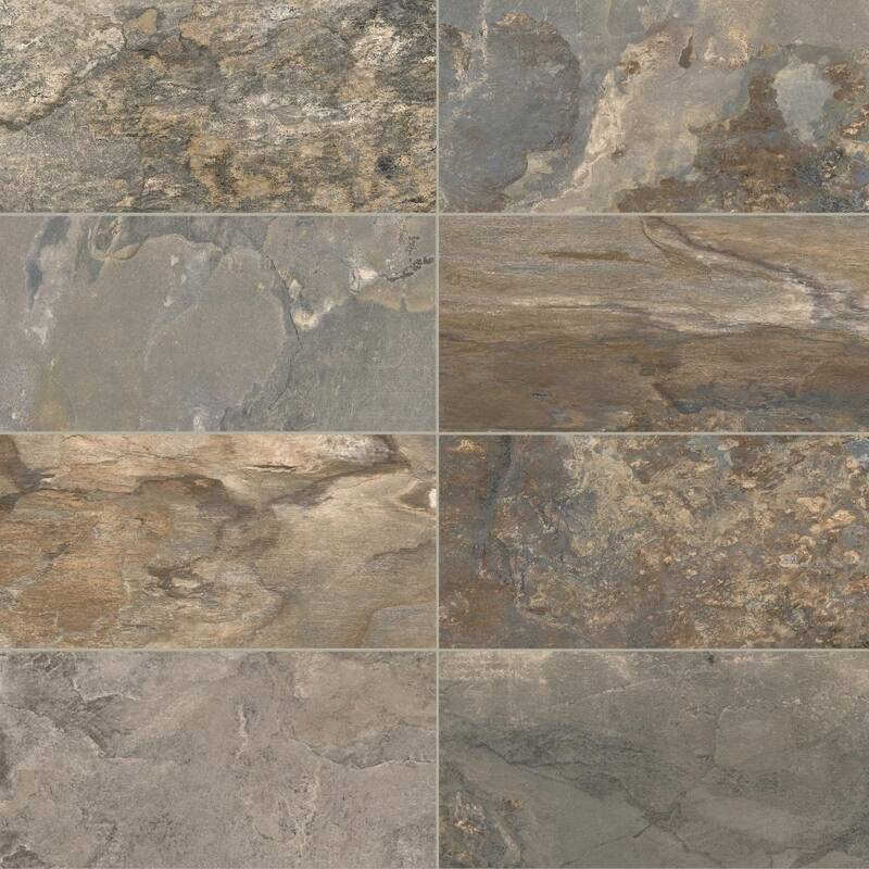 The Tile Life Wells Stone 12x24 Multi Brown Porcelain Floor & Wall Tile