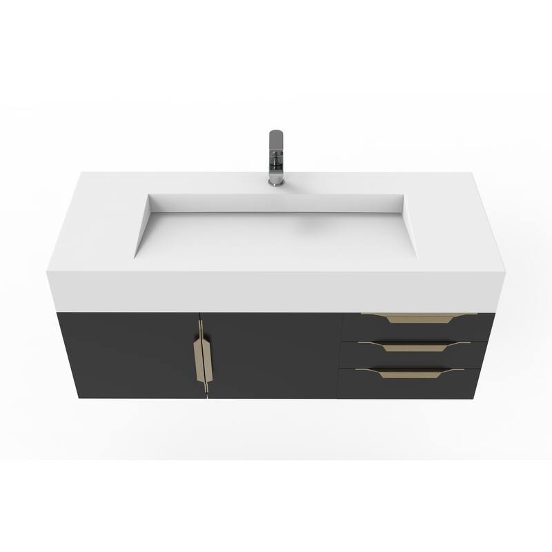 Nile 48" Wall Mounted Bathroom Vanity Set w/ White Top
