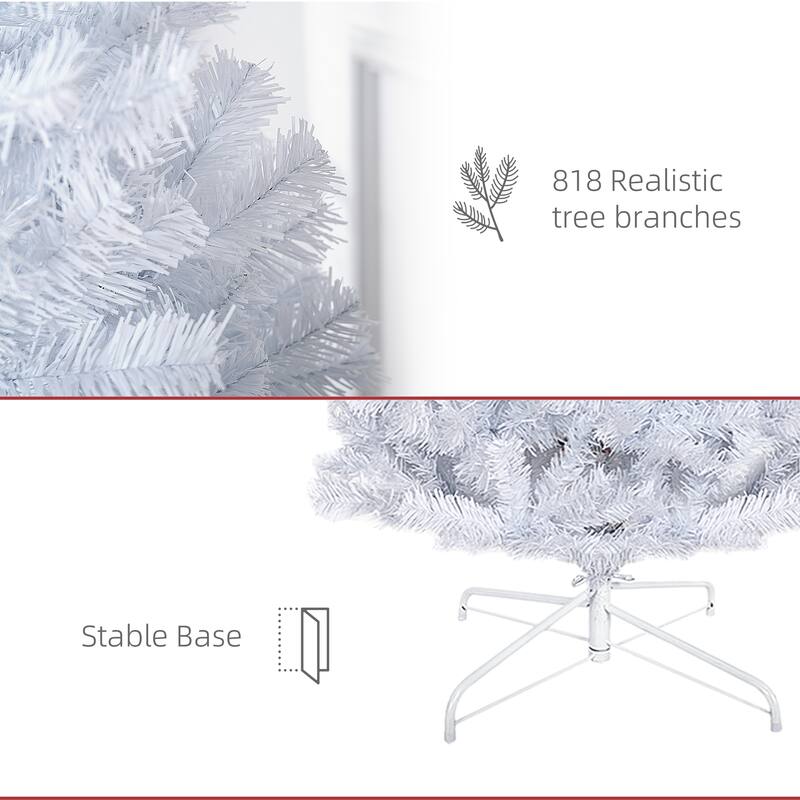 7FT Tall Unlit Slim Pencil Fir Artificial Christmas Tree with Realistic Branches and Steel Base