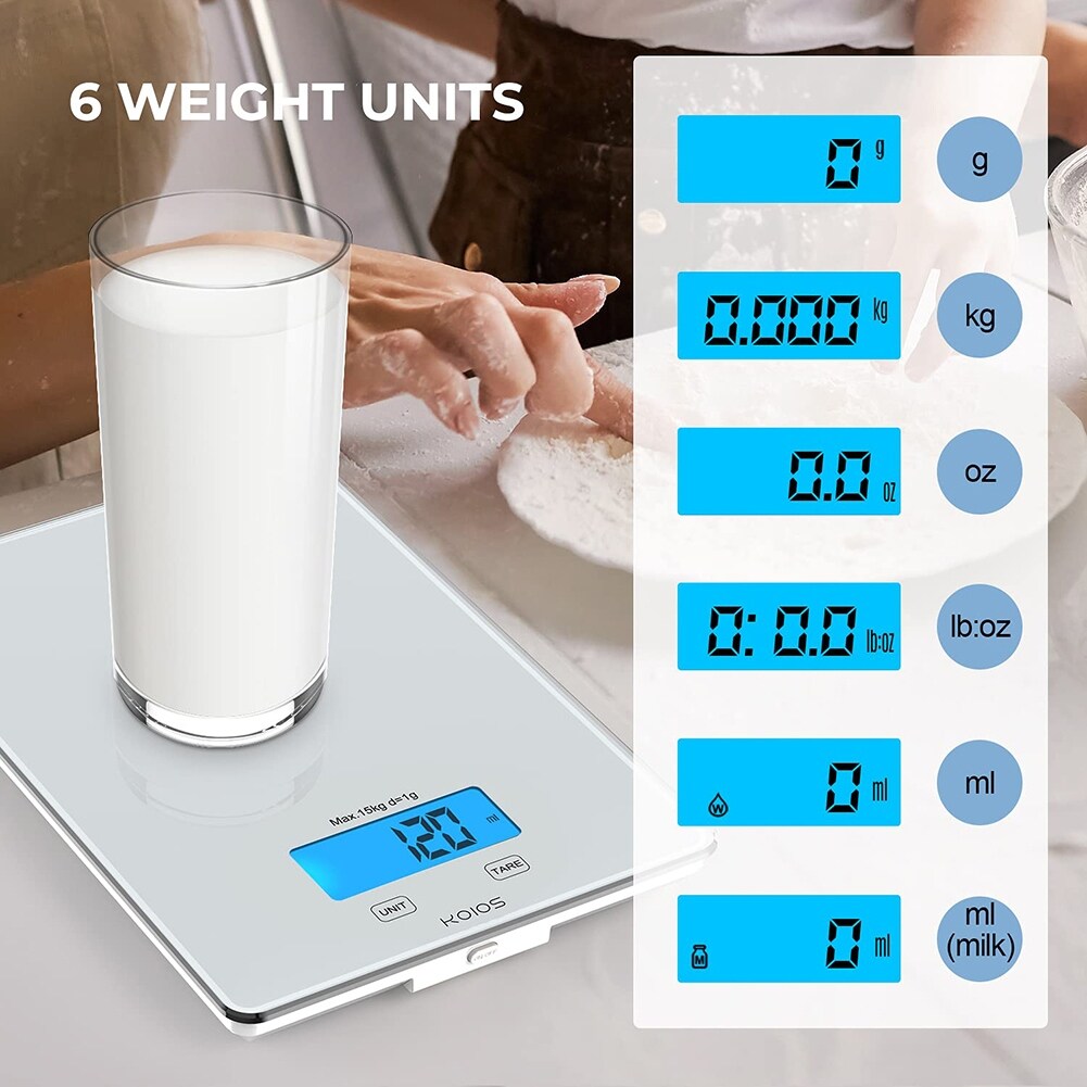 Precision Food Scale, 33Lb Waterproof Rechargeable Digital Kitchen Scale,  1G/0.0