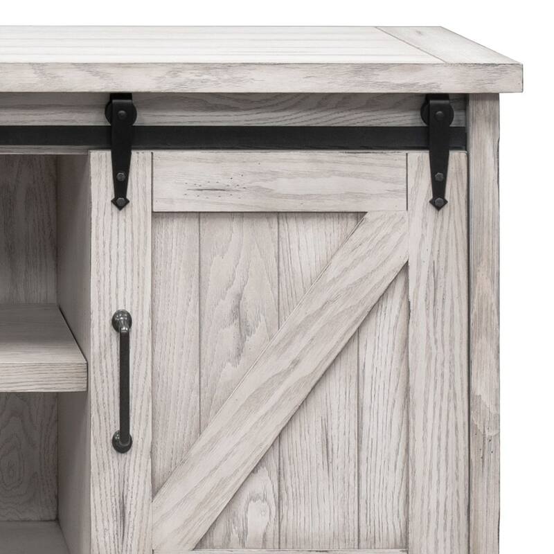 Avondale 60" TV Console, Barn Door Entertainment Stand, Wood Accent Cabinet, Brown