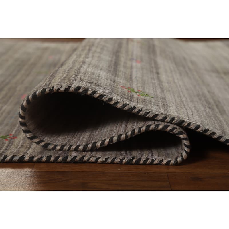 Hand Knotted Oriental 100% Wool Carpet Tribal Animal Pictorial Green Gabbeh Area Rug - 5' 11'' X 4' 1''