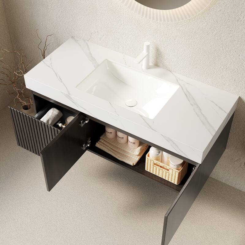 Floating Storage Bathroom Vanity with 1 Pre-drilled Faucet Hole