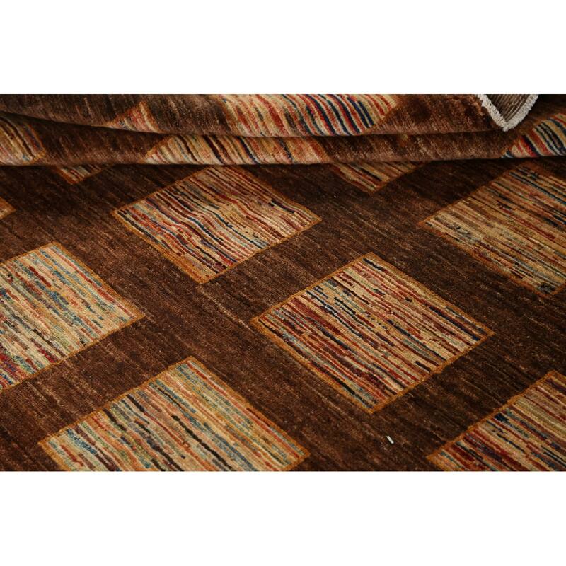Checkered Gabbeh Kashkoli Oriental Wool Area Rug Handmade Carpet - 5'5" x 9'1"
