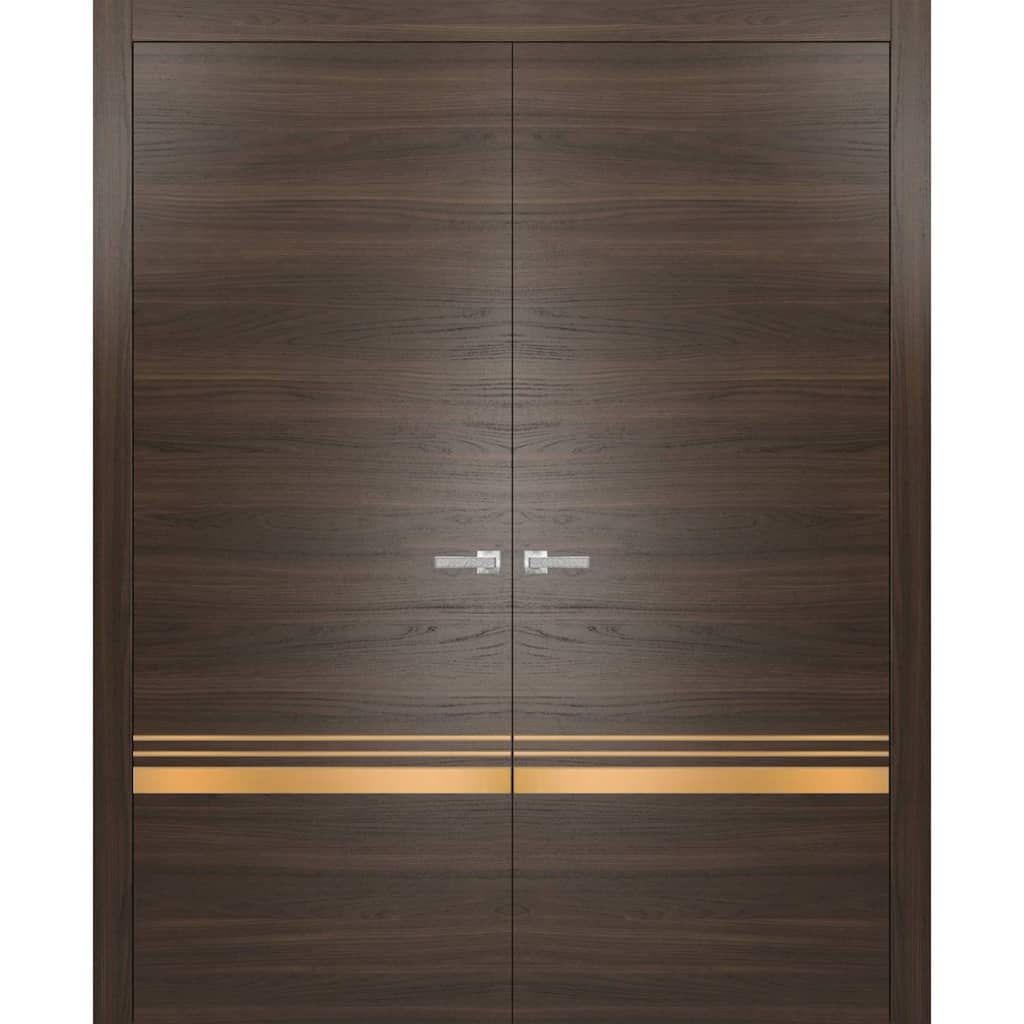Solid French Double Doors 36 x 80 Planum 2010 Chocolate Ash with