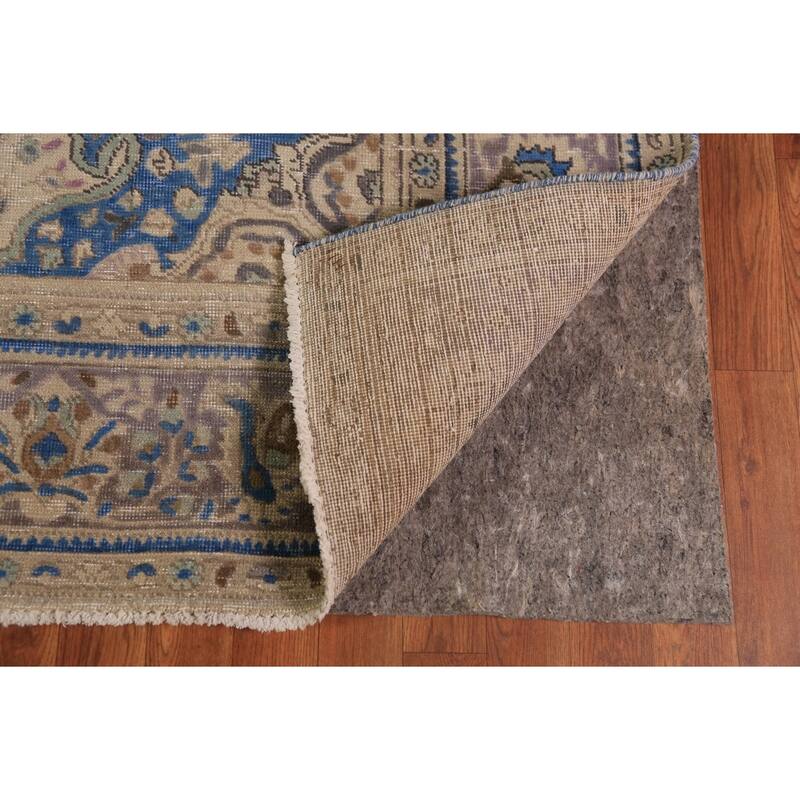 Geometric Tabriz Persian Area Rug Handmade Beige Wool Carpet - 7'8"x 11'3"