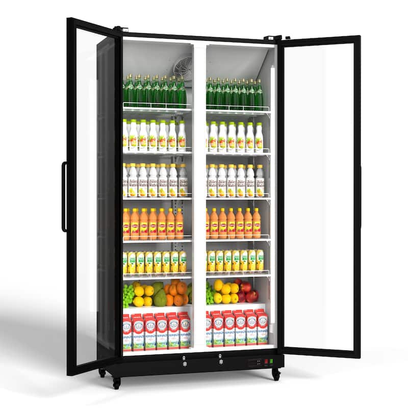 Yeego 27.12 cu.ft Commercial Beverage Display Cooler Refrigerator - 27.12 cu.ft - Black