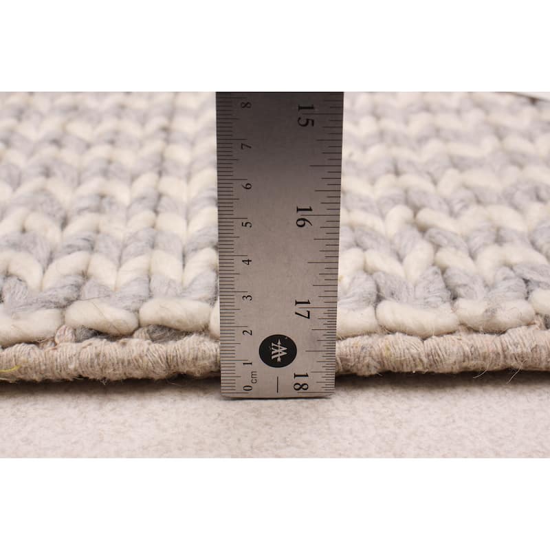 ECARPETGALLERY Braid weave Sienna Grey Wool Rug - 2'3 x 7'6