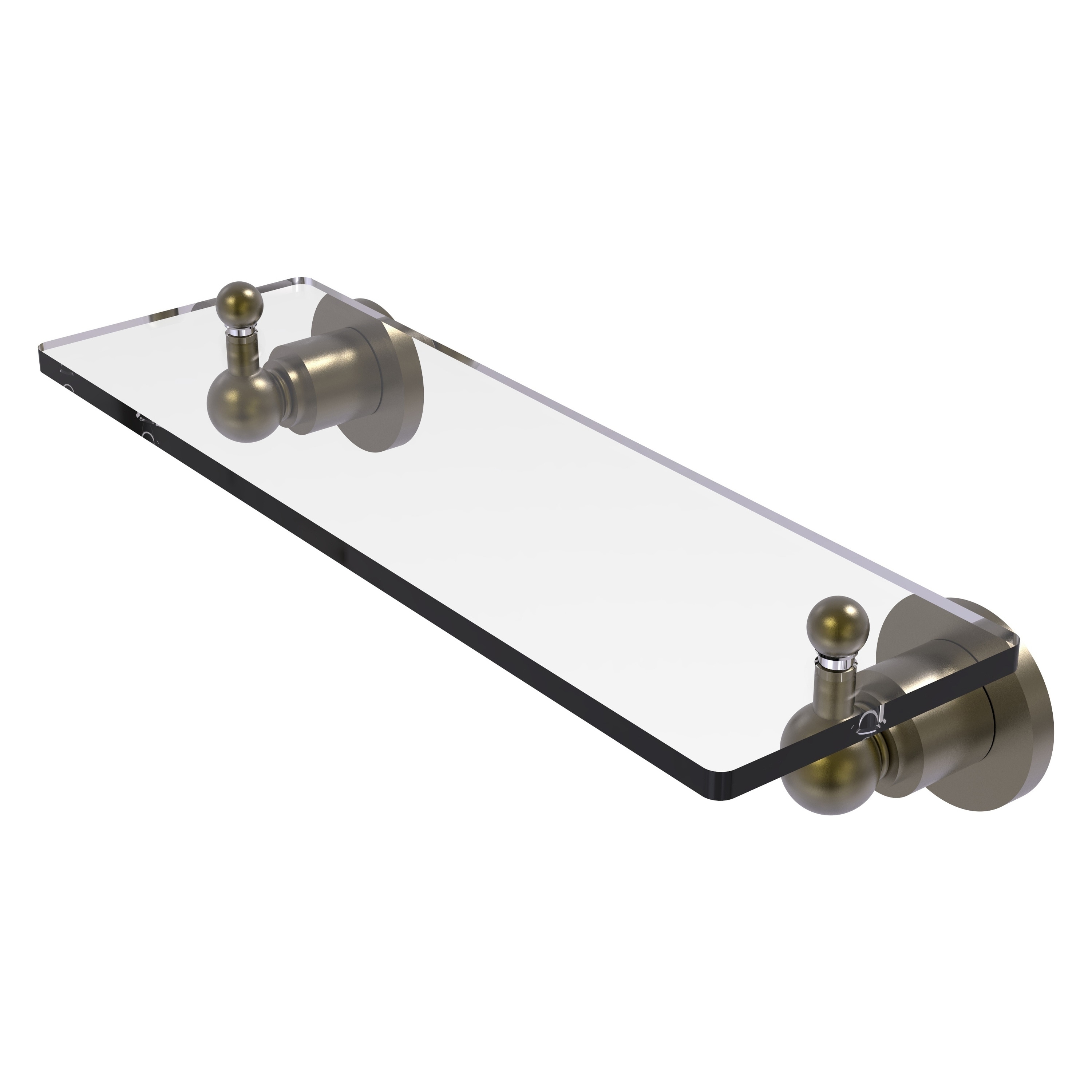 Allied Brass 16 inch Glass Vanity Shelf Beveled Edges Satin Nickel