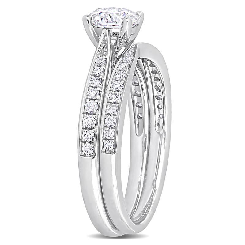 Miadora 3/4ct TDW Diamond Solitaire Bridal Ring Set in 14k White Gold