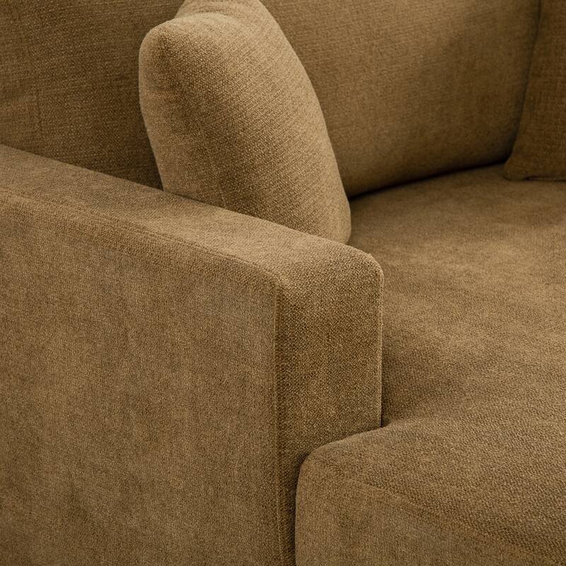 56.3"W Modern Chenille linen Loveseat Sofa,Sofa Bed with Pillows&Metal Legs