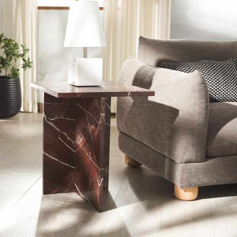 SAFAVIEH Couture Adriano 2 Leg Marble Accent Table - 18"W x 18"D x 22"H