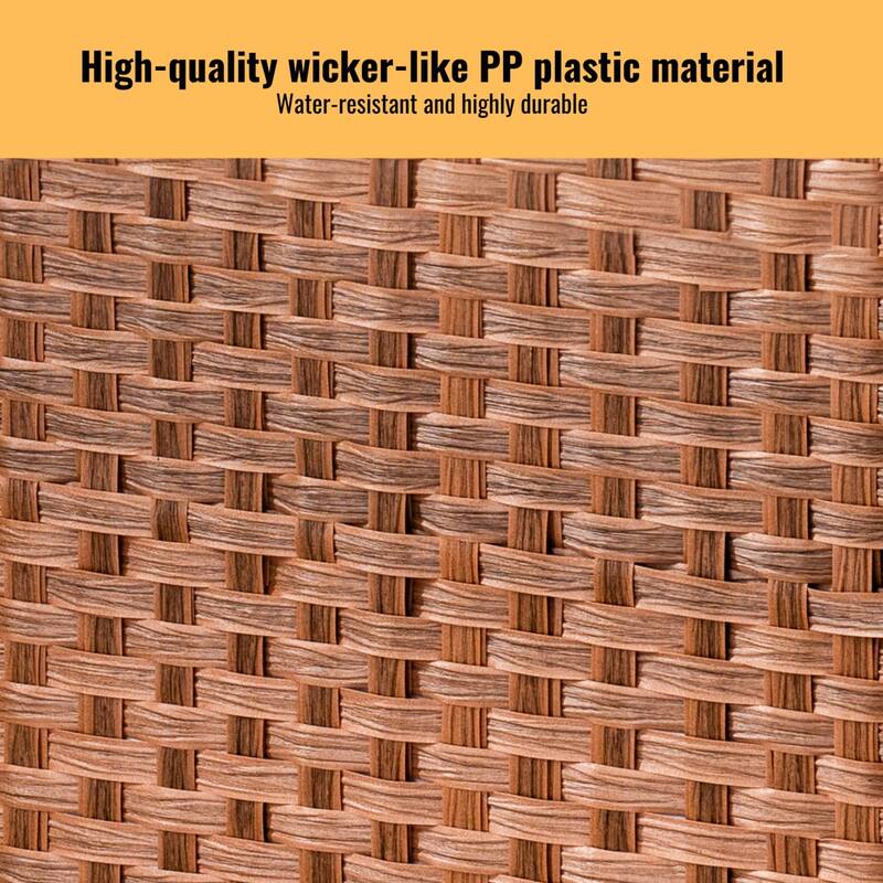 26.4 Gal PE Wicker Clothes Laundry Hamper with Lid, Removable Liner