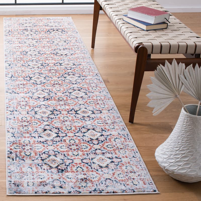 SAFAVIEH Lagoon Nejla Distressed Rug - 2'2" x 9' Runner - Brown/Navy