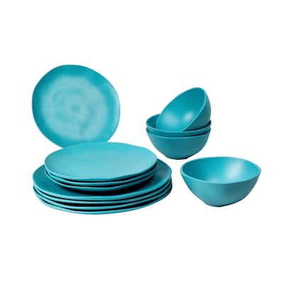 Abode Homewares by TarHong Organic Coupe Wheat Azure 12pc Dinnerware Set